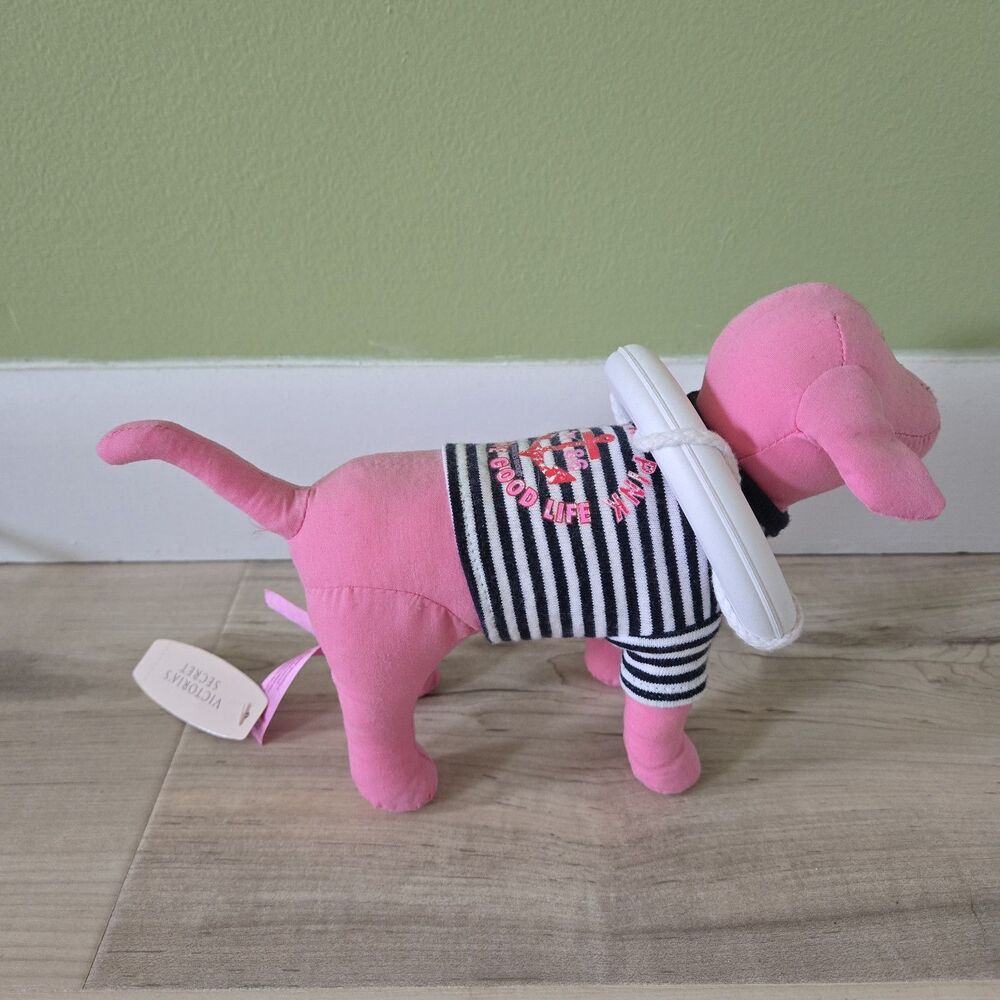 Victoria's Secret Pink - Plush Dog - Fabric & Striped Shirt w/ SS Pink Life Ring